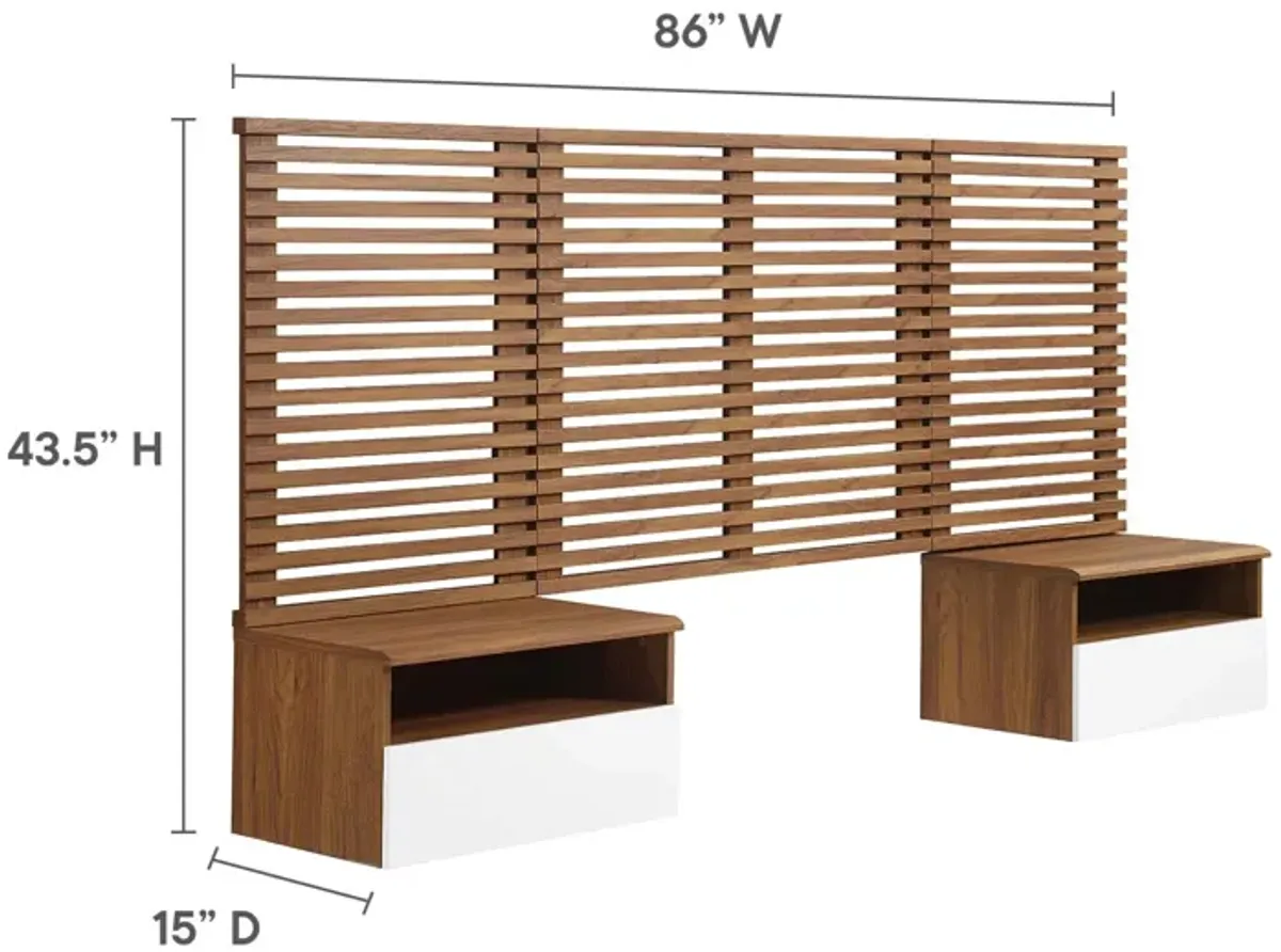 Render Wall Mount Twin Headboard and Modern Nightstands