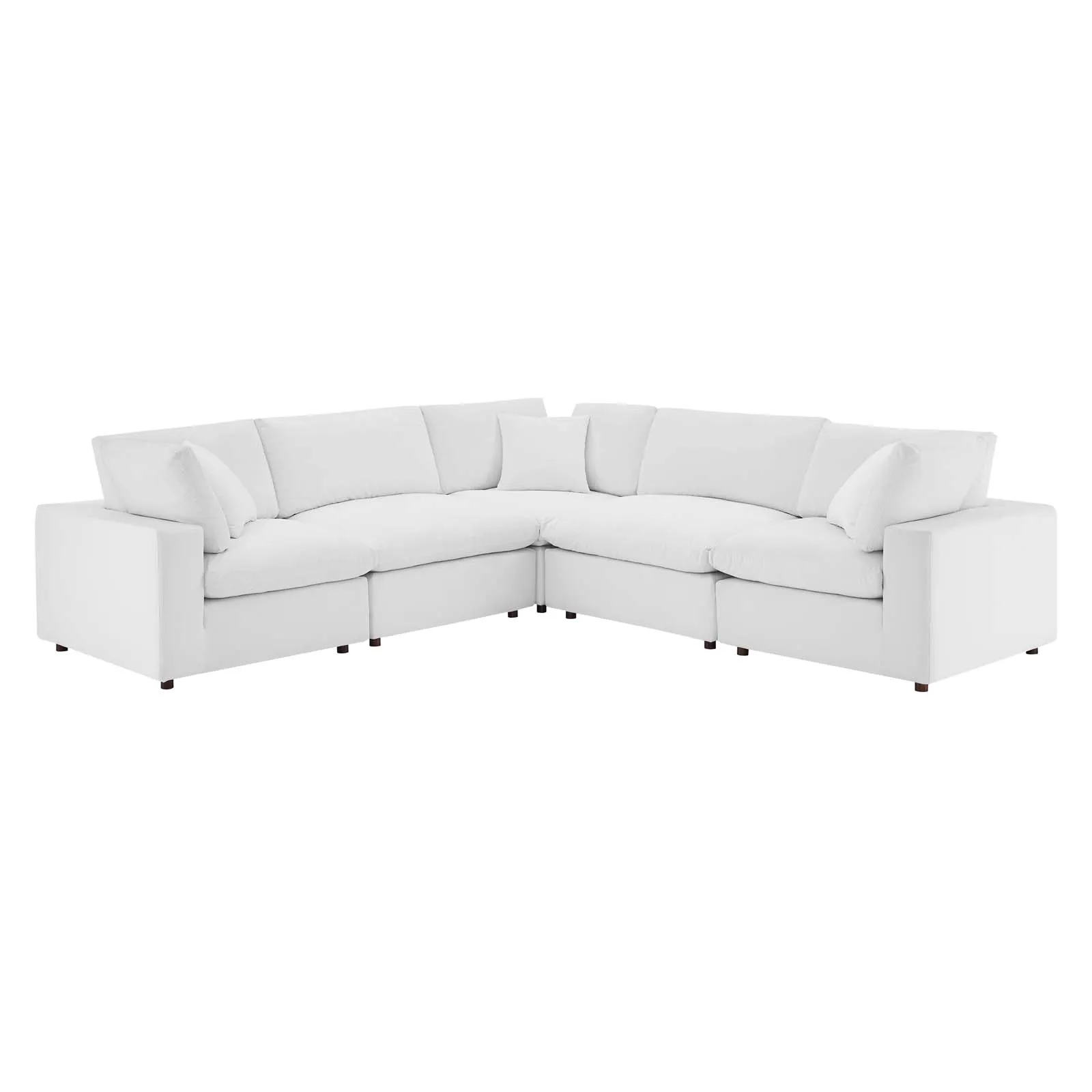 Commix Down Filled Overstuffed Performance Velvet 5-Piece Sectional Sofa