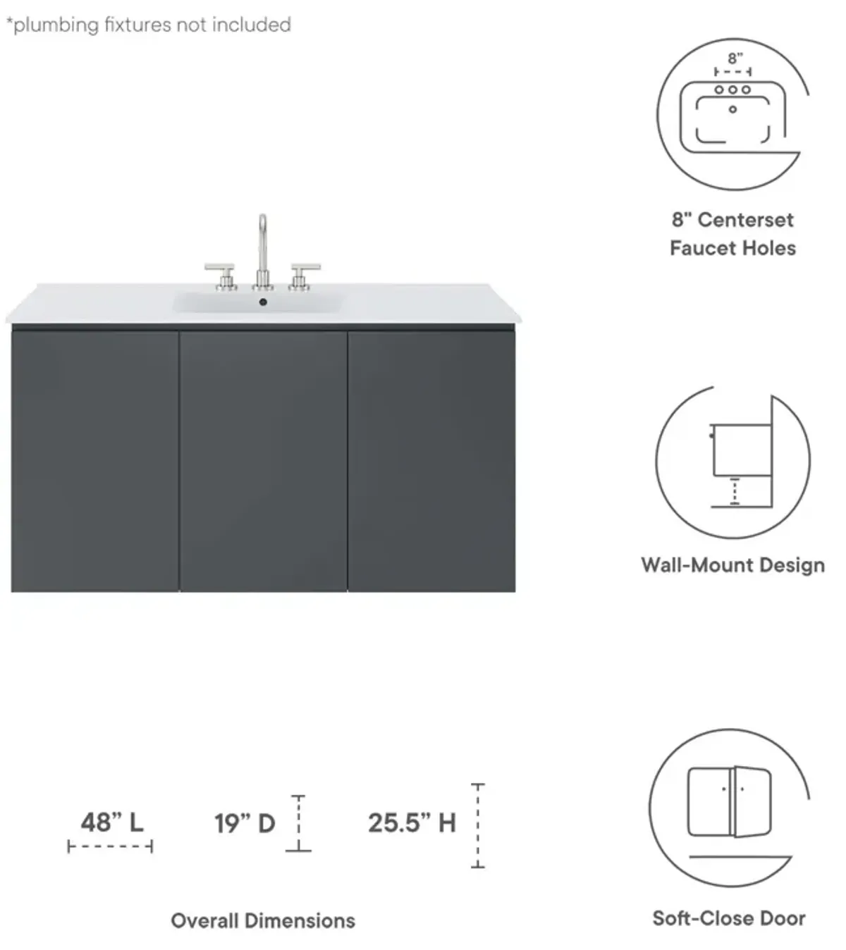 Bryn 48" Wall-Mount Bathroom Vanity