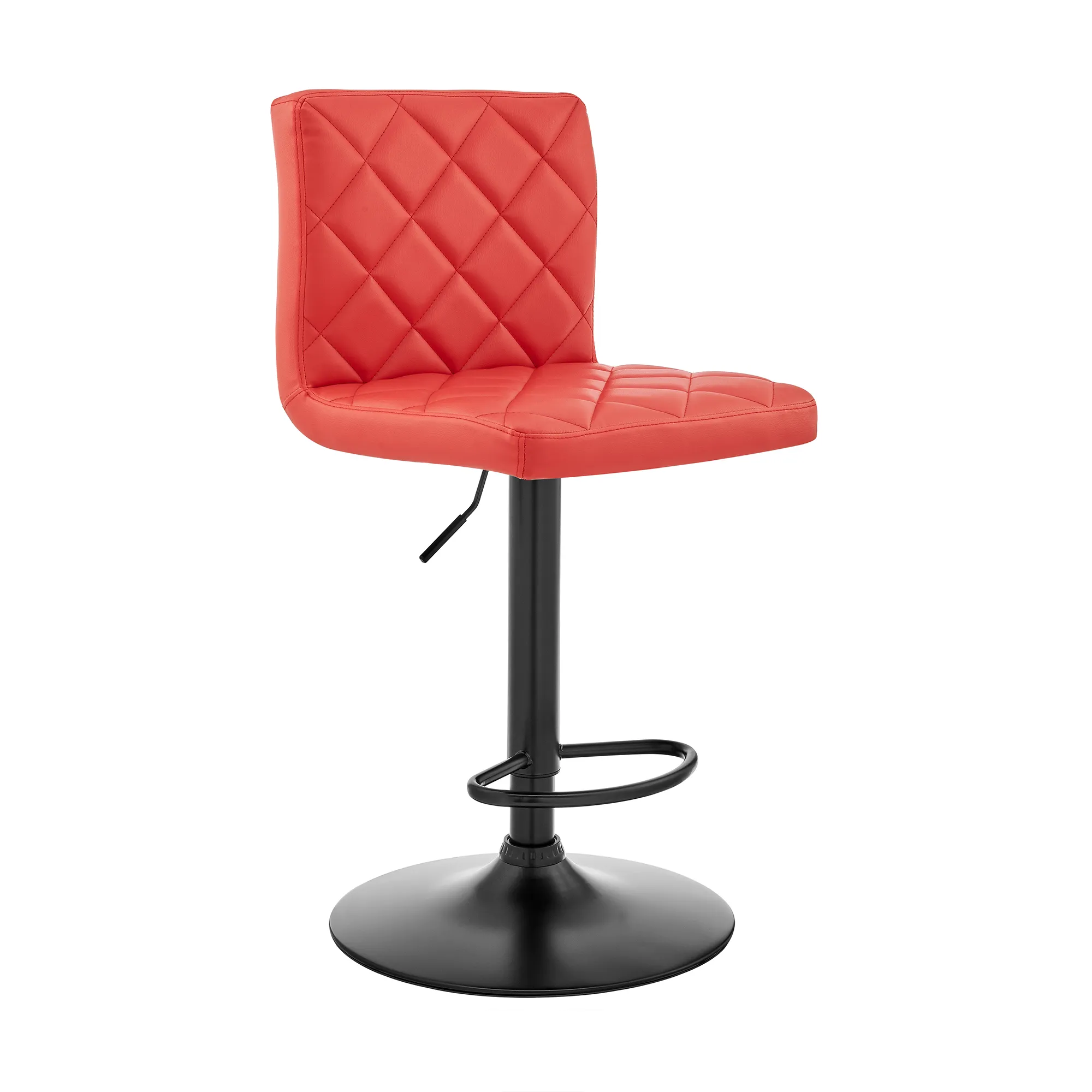 Duval Adjustable Red Faux Leather Swivel Bar Stool