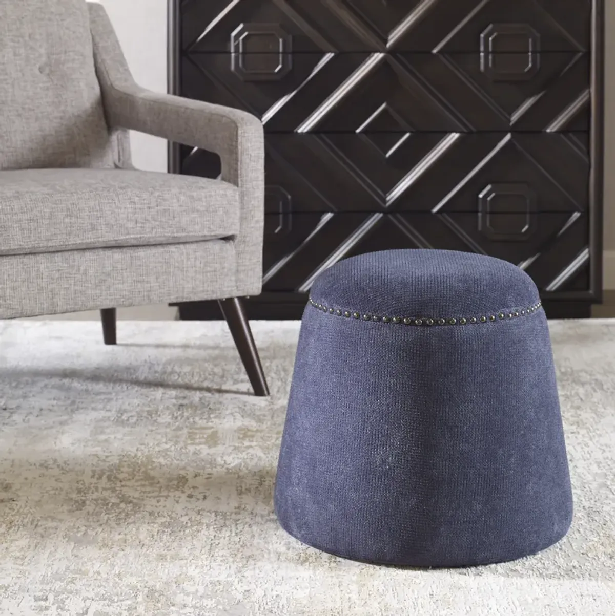 Gumdrop Denim Ottoman