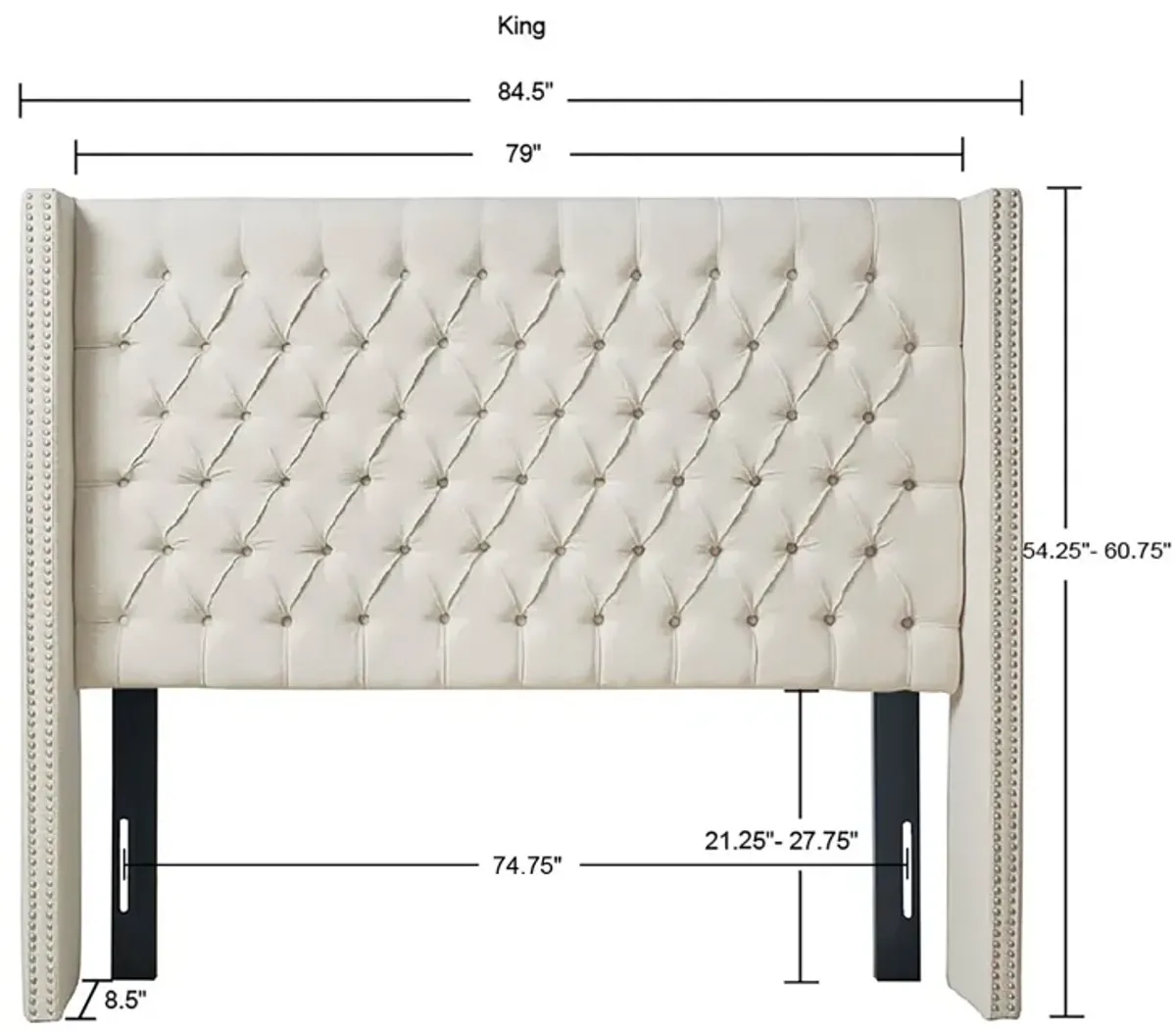 Madison Park Amelia Cream Upholstery Headborad