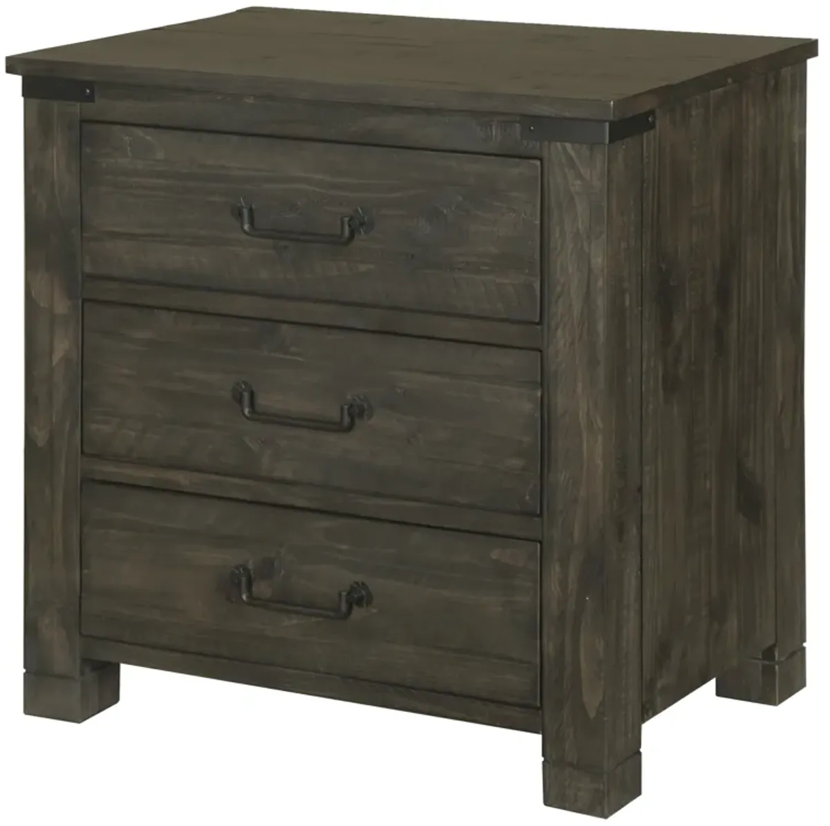 Abington 3 Drawer Nightstand in Weathered Charcoal