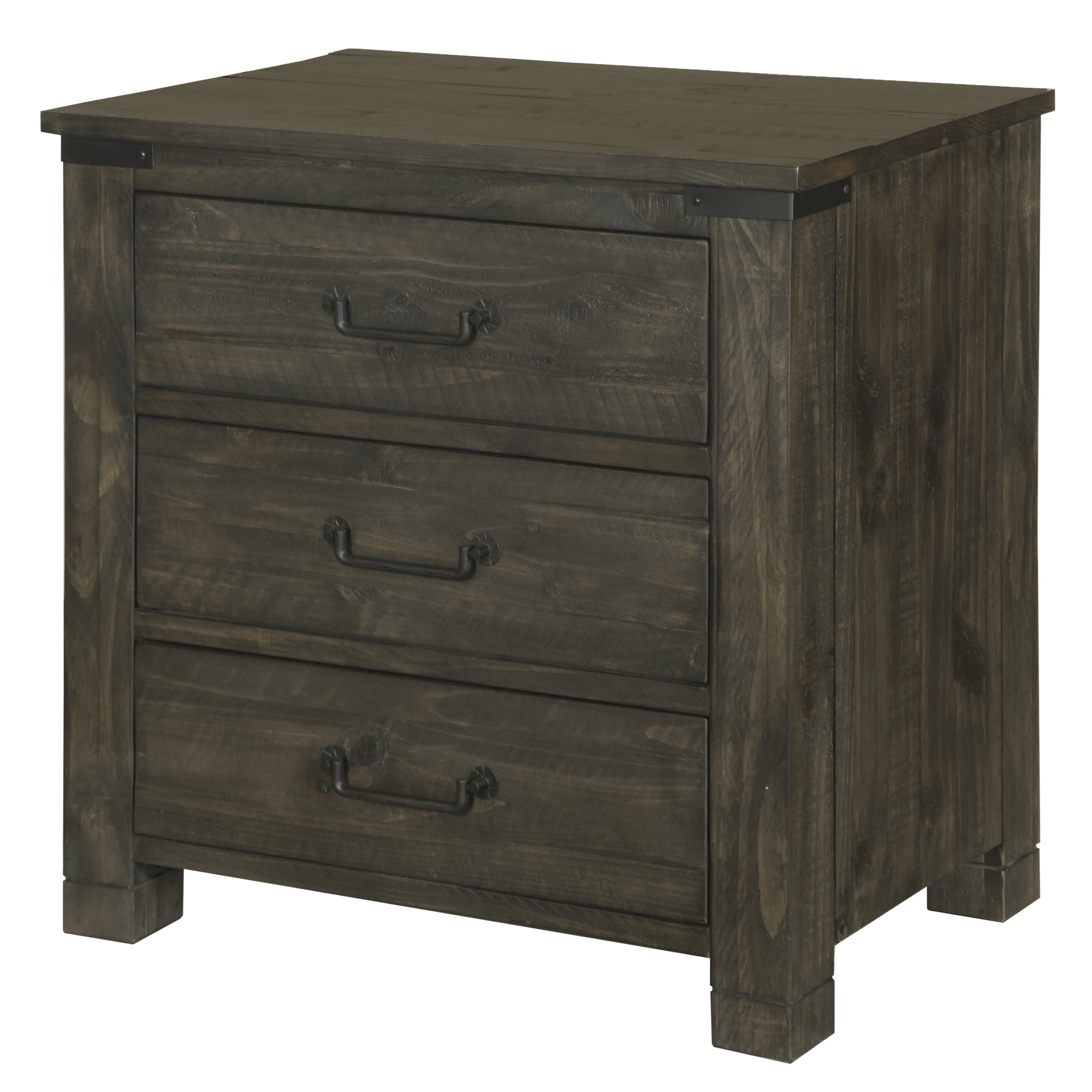 Abington 3 Drawer Nightstand in Weathered Charcoal