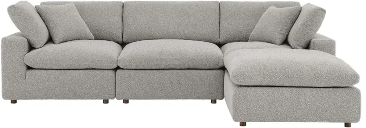 Commix Down Filled Overstuffed Boucle Fabric 4-Piece Sectional Sofa