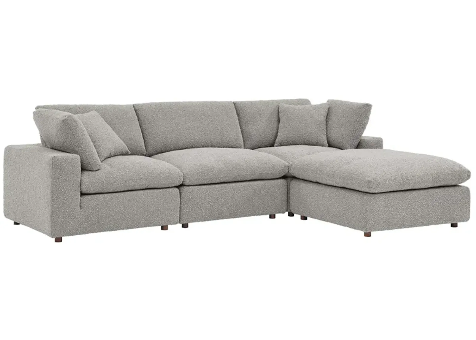 Commix Down Filled Overstuffed Boucle Fabric 4-Piece Sectional Sofa