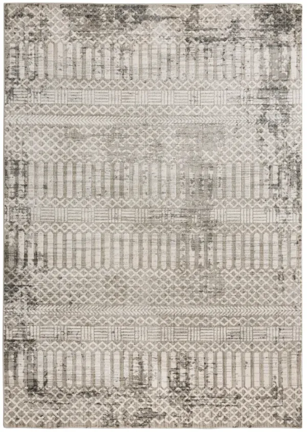 Calabria Natural Geometric Polyester 5'3" x 7'6" Rectangle Rug