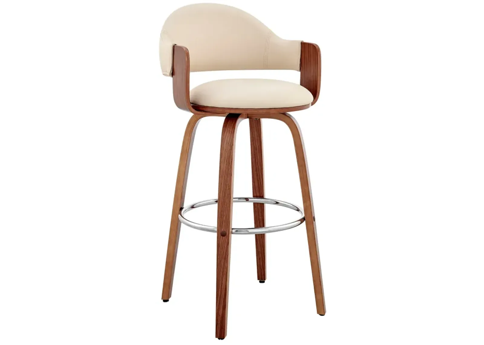 Daxton 30" Cream Faux Leather and Walnut Wood Bar Stool