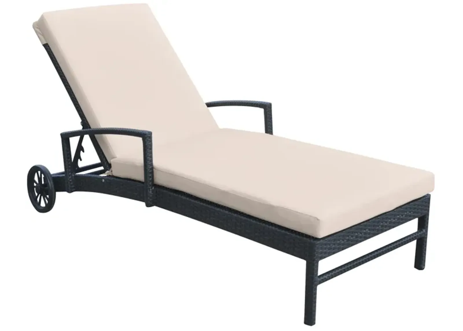 Vida Outdoor Wicker Lounge Chair with Water Resistant Beige Fabric Cushion