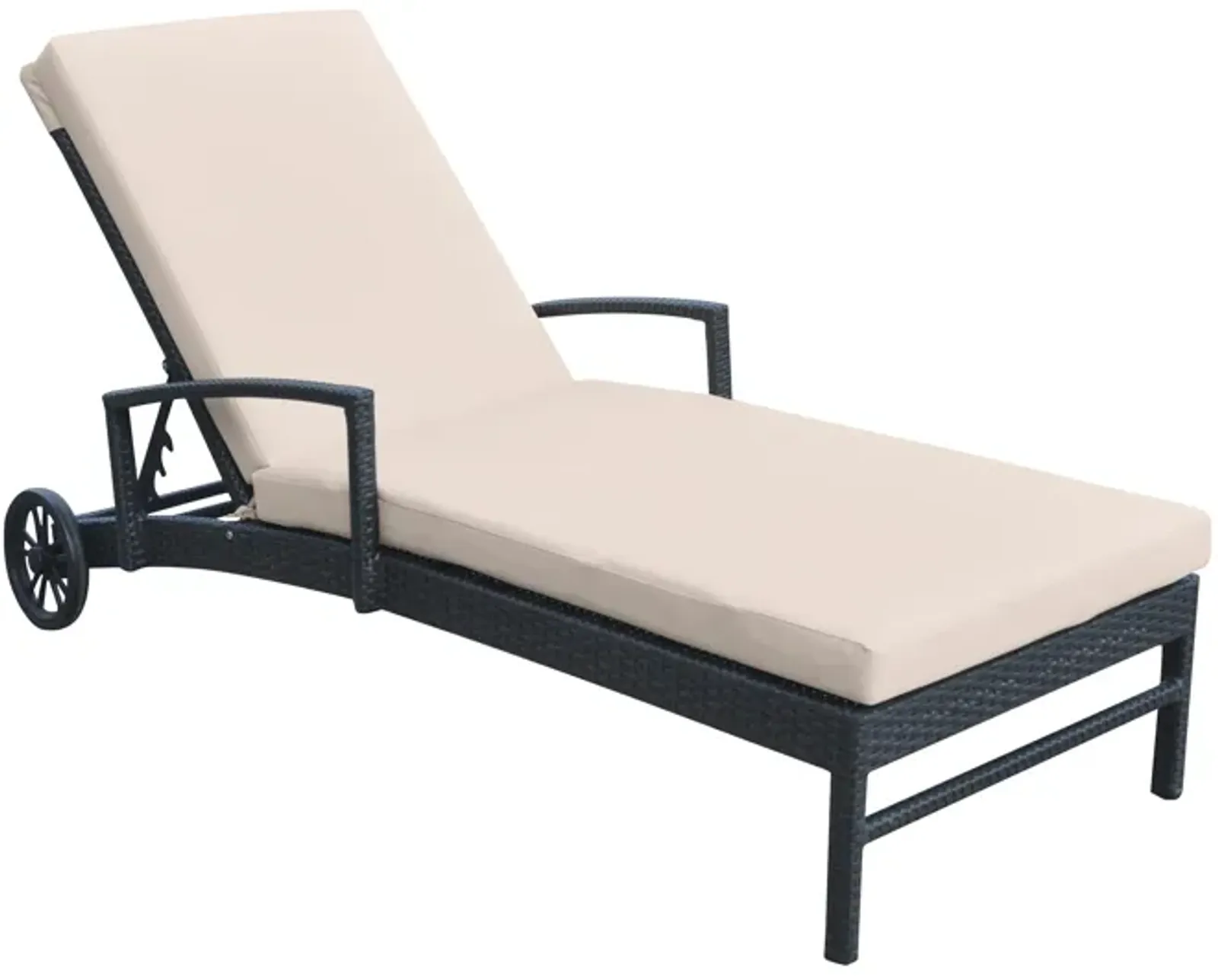 Vida Outdoor Wicker Lounge Chair with Water Resistant Beige Fabric Cushion