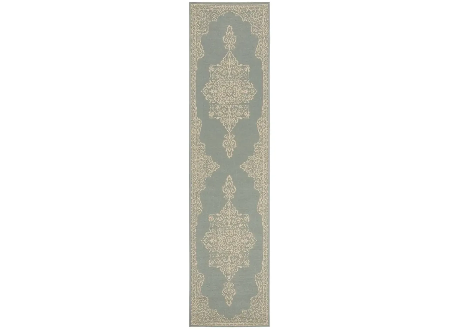 LINDEN 180 Collection LND180L-28 Cream / Aqua 2'-2" X 8'