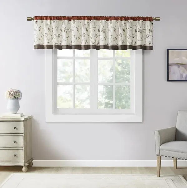 Madison Park Serene Spice Embroidered Window Valance
