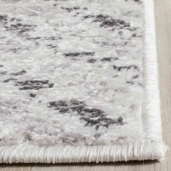 Adirondack Contemporary Ivory / Charcoal 6' X 6' Round Powerloomed Rug