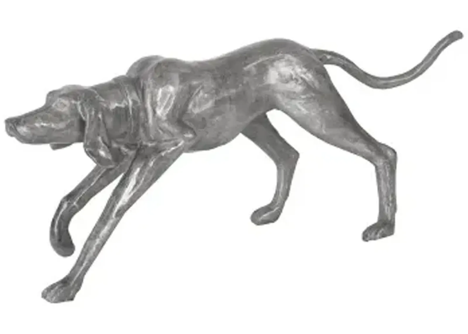 walking dog sculpture, black/silver, aluminum