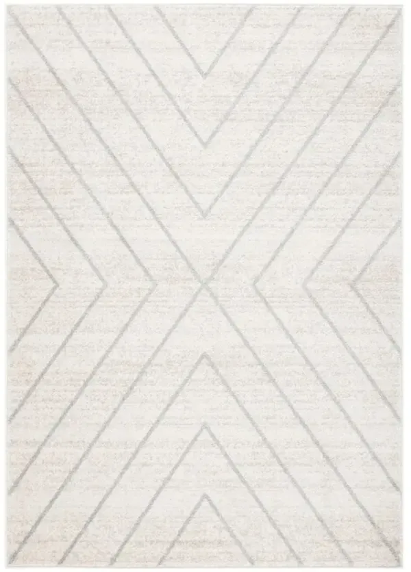 ADIRONDACK Contemporary Ivory / Light Grey 6' X 6' Square Powerloomed Rug