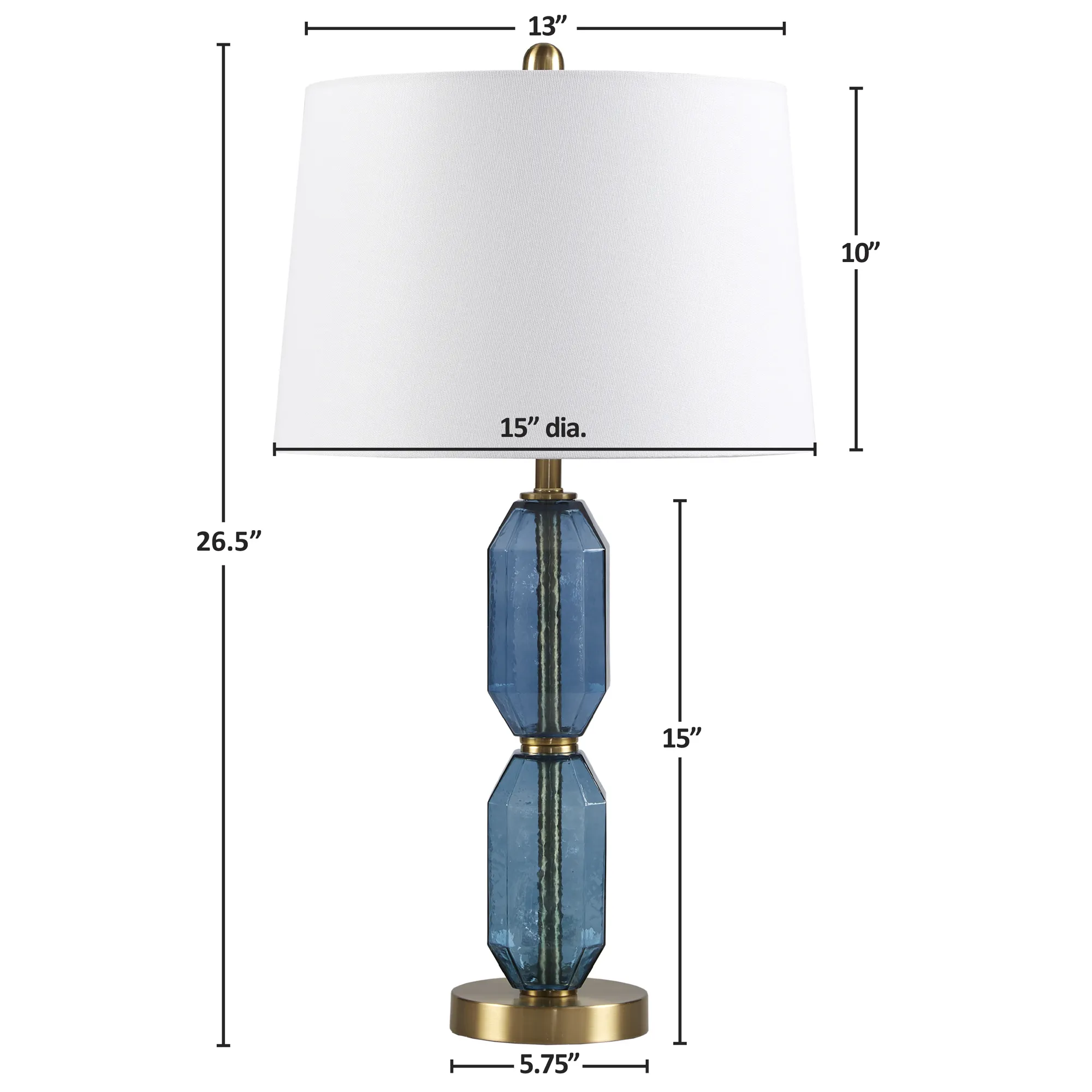 Faceted Blue Glass Table Lamp