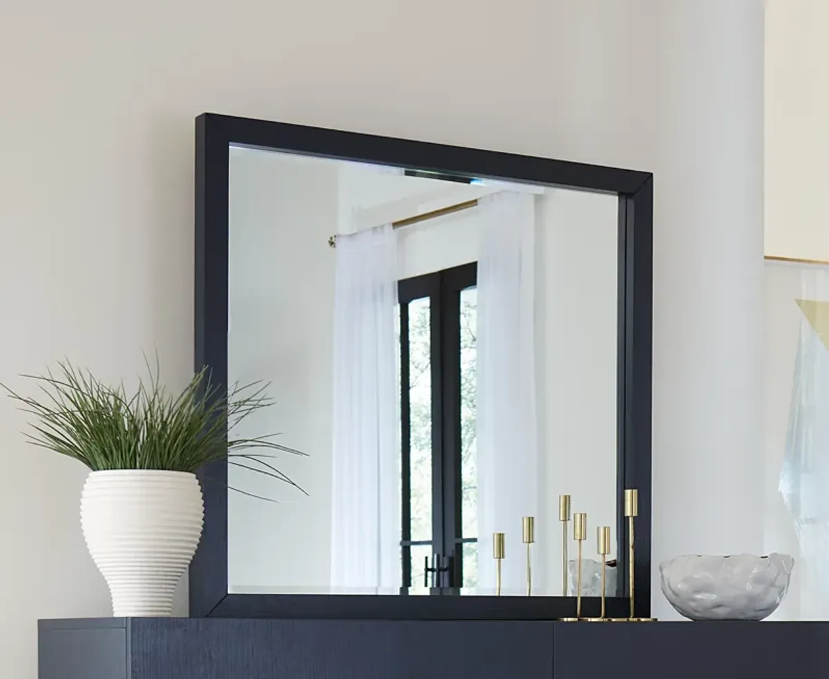 Argento Beveled Glass Wall or Dresser Mirror in Navy Blue