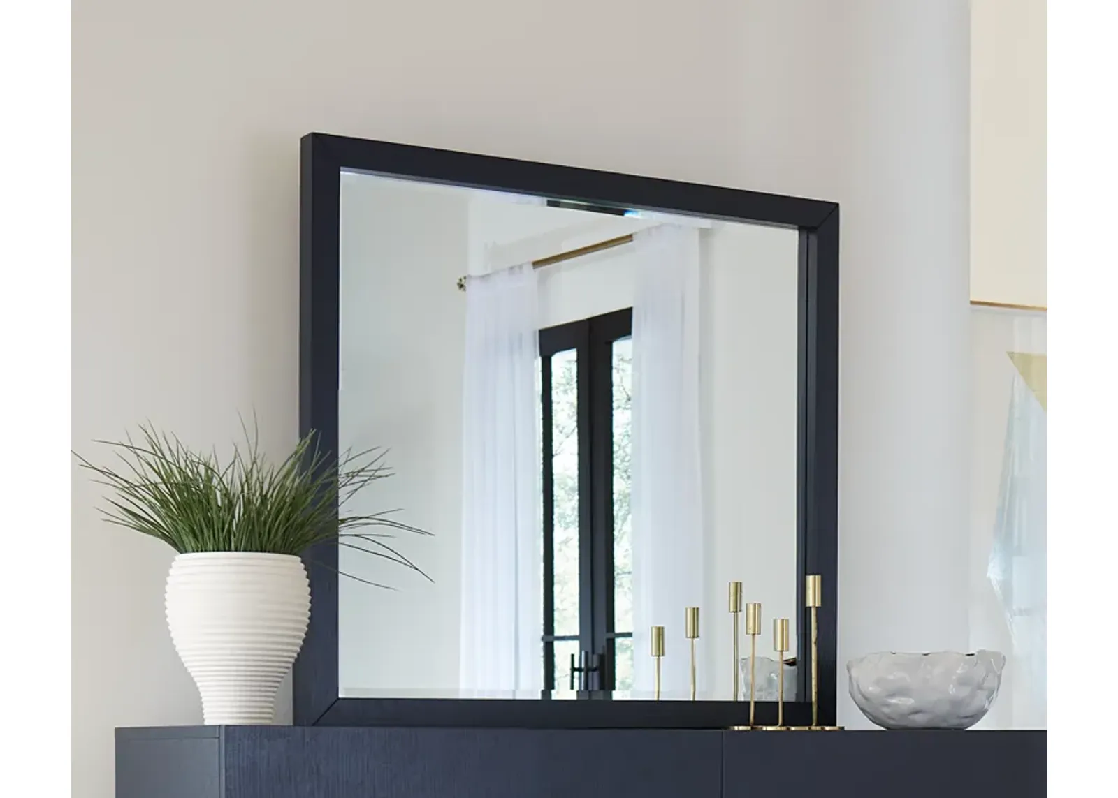 Argento Beveled Glass Wall or Dresser Mirror in Navy Blue