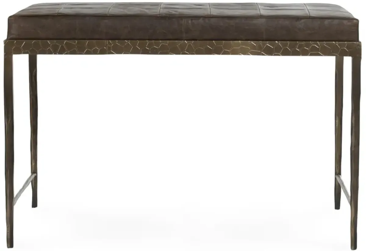 Malo 28" Top Grain Leather Ottoman Bench in Cocoa Brown