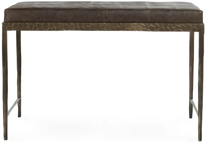 Malo 28" Top Grain Leather Ottoman Bench in Cocoa Brown