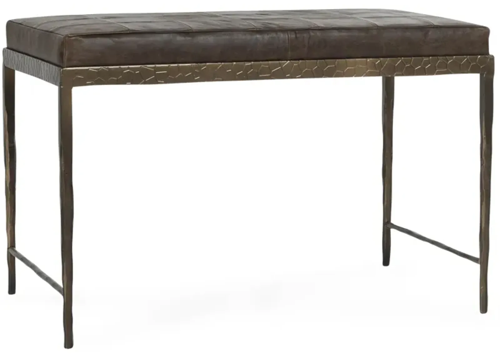 Malo 28" Top Grain Leather Ottoman Bench in Cocoa Brown