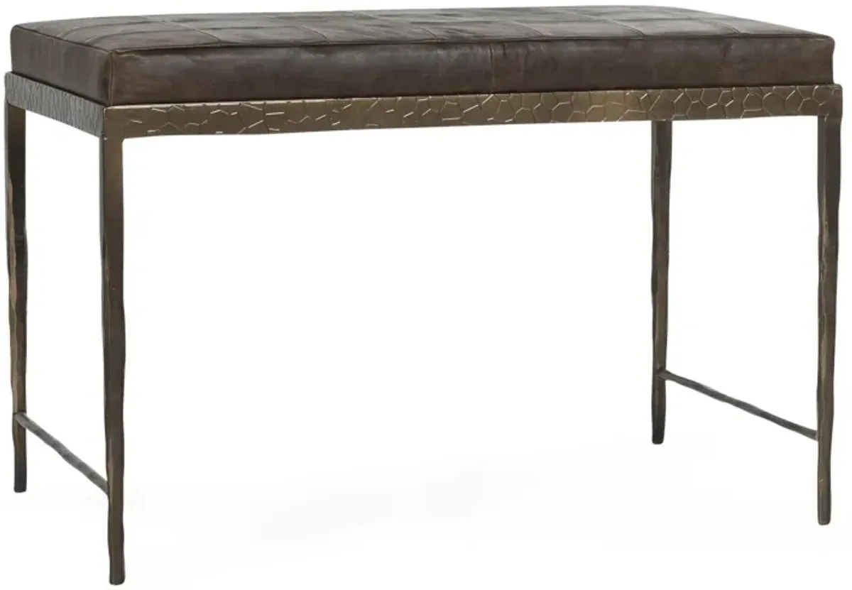 Malo 28" Top Grain Leather Ottoman Bench in Cocoa Brown