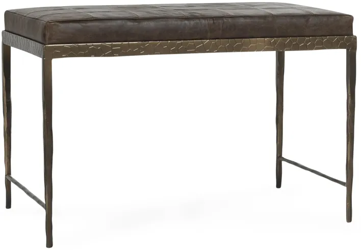 Malo 28" Top Grain Leather Ottoman Bench in Cocoa Brown