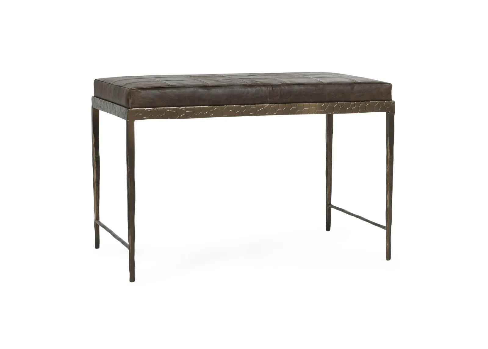 Malo 28" Top Grain Leather Ottoman Bench in Cocoa Brown