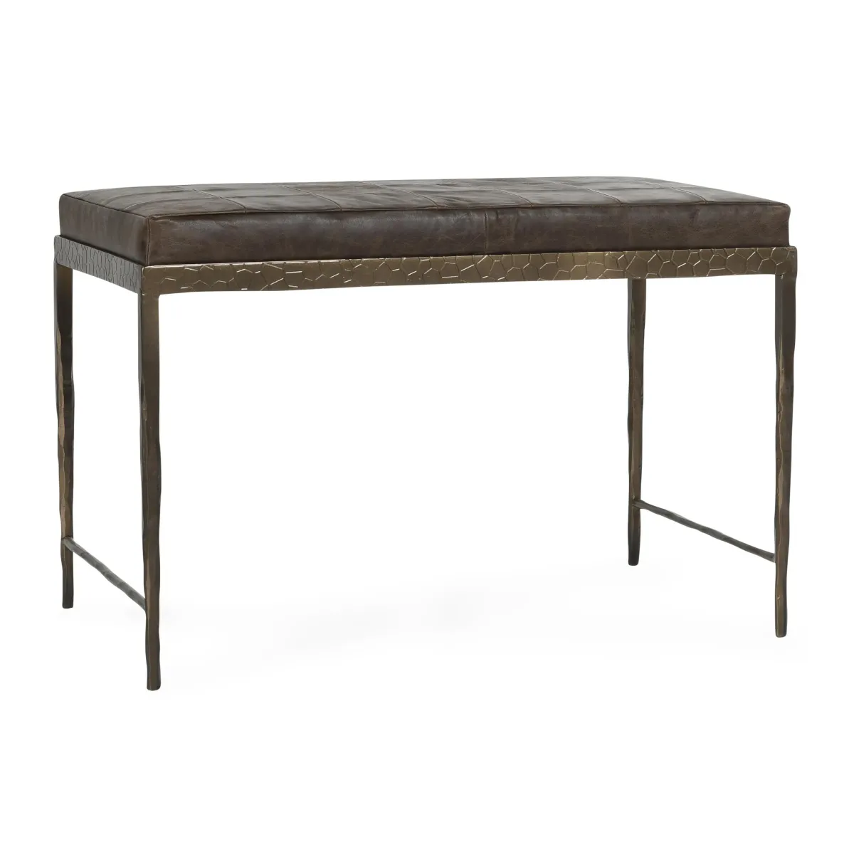 Malo 28" Top Grain Leather Ottoman Bench in Cocoa Brown