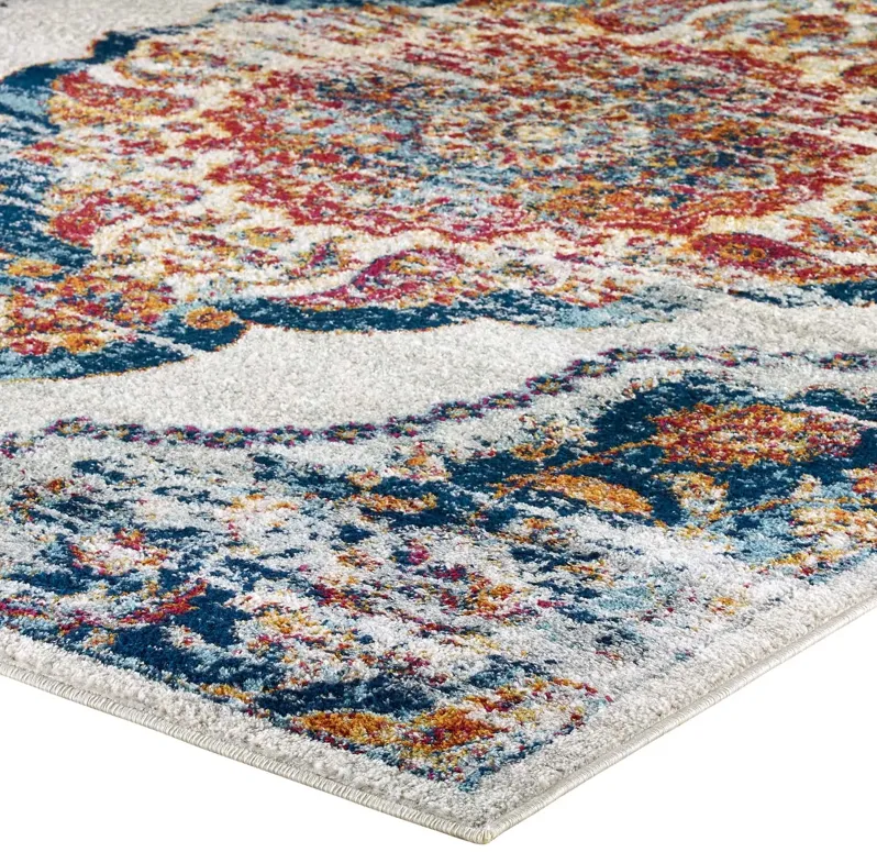 Entourage Malia Distressed Vintage Floral Persian Medallion 8x10 Area Rug