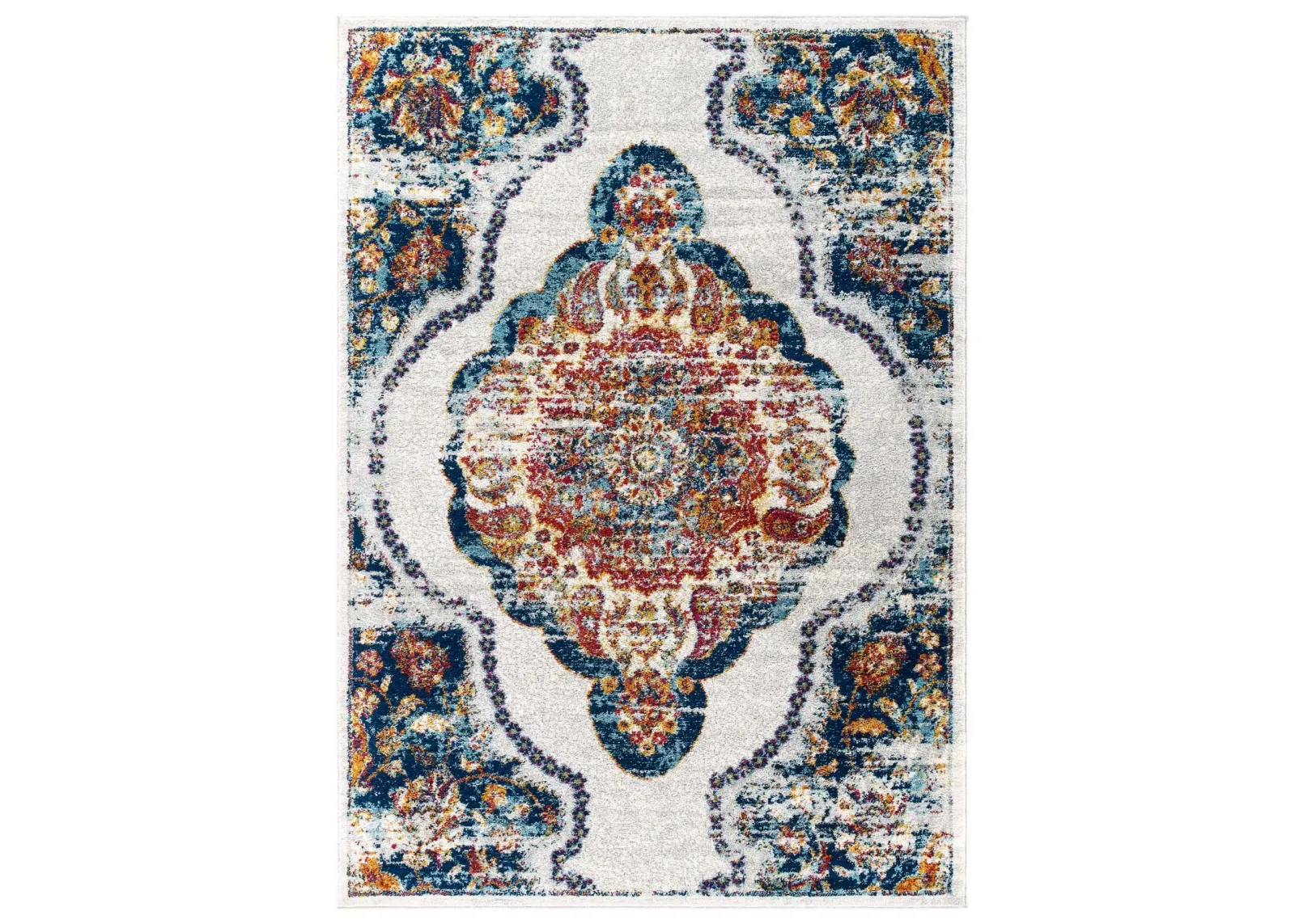 Entourage Malia Distressed Vintage Floral Persian Medallion 8x10 Area Rug