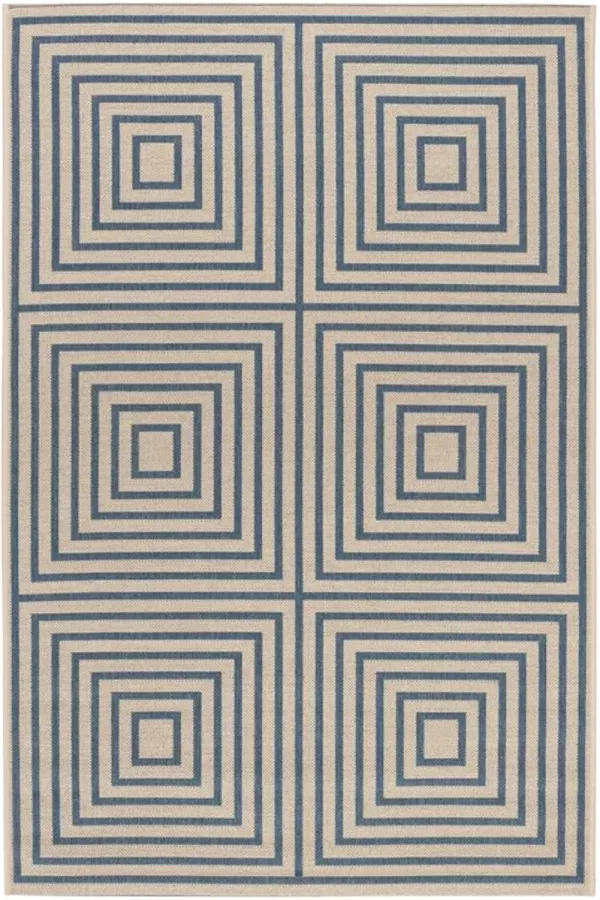 LINDEN 123 Collection LND123N-5 Cream / Blue 5'-3" X 7'-6"