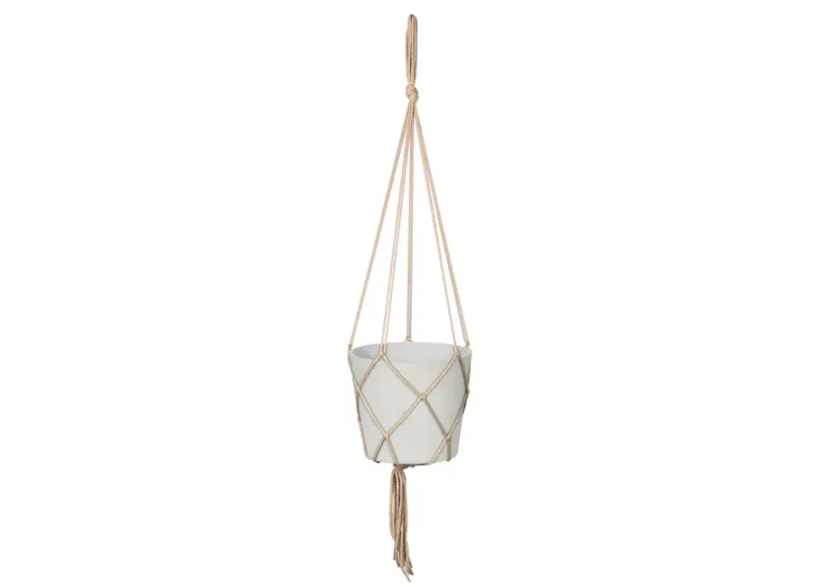 Craft  Extra Small Hanging Pot With Netting - White Wash