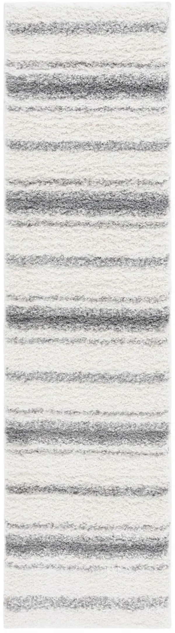 BORDER & STRIPE SHAG 252 Beige 2'-2' X 8' Runner Rug