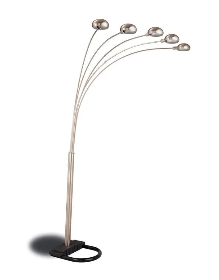 Kayd 5-light Floor Lamp with Curvy Dome Shades Chrome and Black