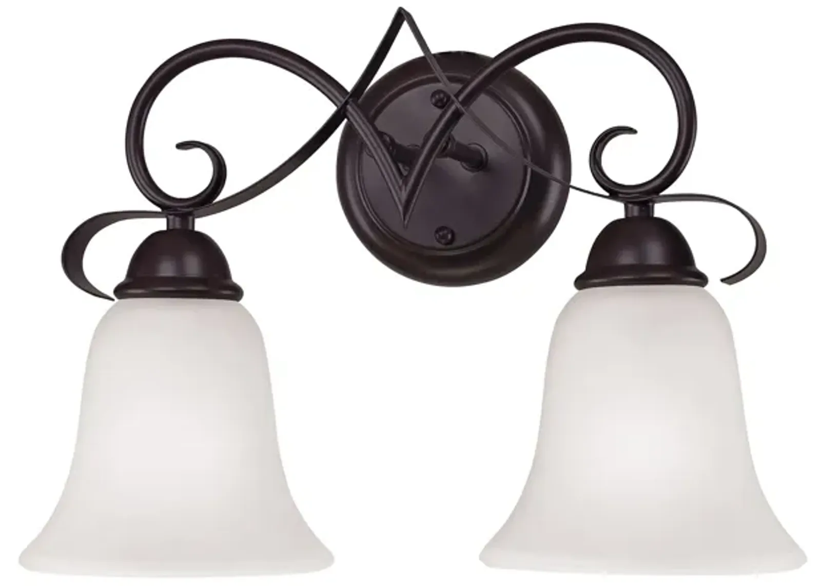 Brighton 2-Light Vanity Light in Oil Rubbed Bronze with White Glass