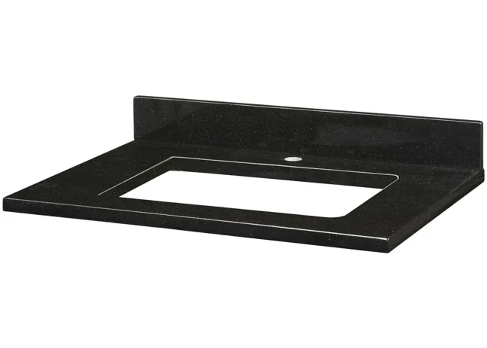 Stone Top - 31-inch for Rectangular Undermount Sink - Black Granite with Single Faucet Hole