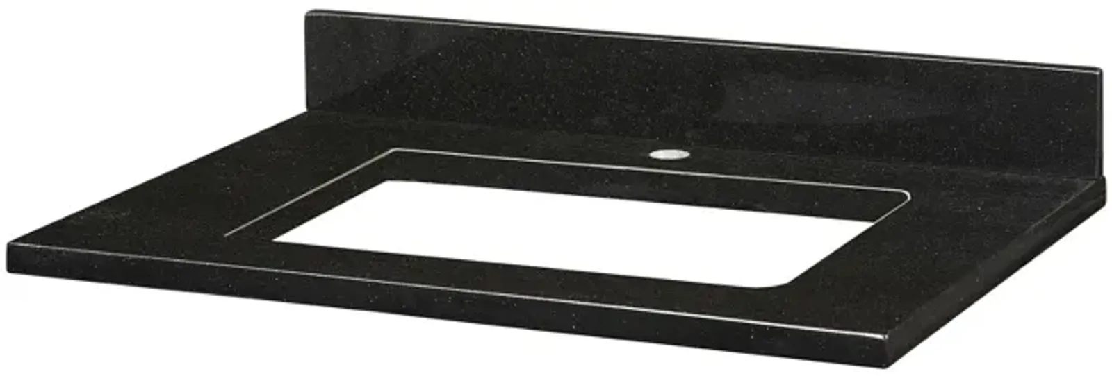 Stone Top - 31-inch for Rectangular Undermount Sink - Black Granite with Single Faucet Hole