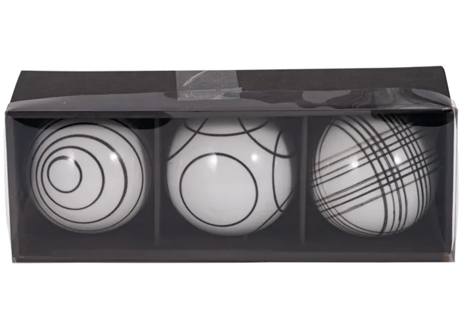 Cer, S/3 4" Assorted Painted Orbs, Black