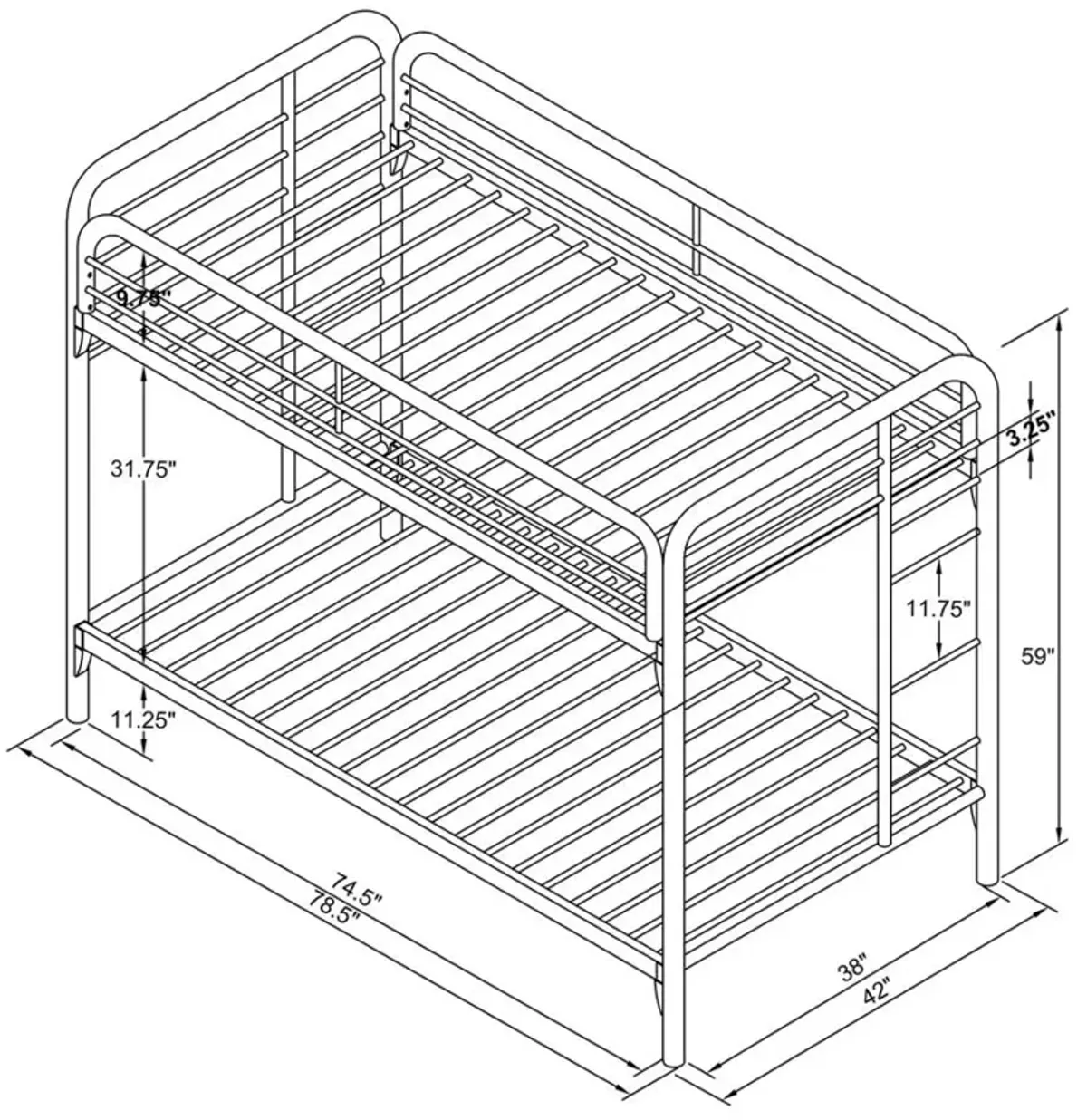 Morgan Twin Over Twin Bunk Bed Blue