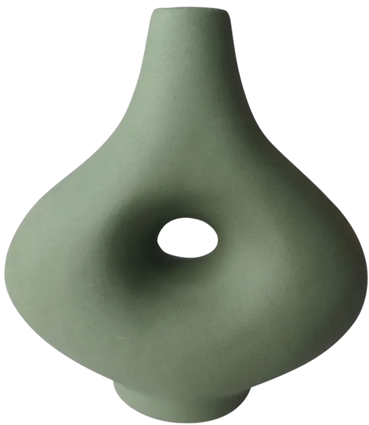 Cer, 7" Short Open Cut-out Nomad Vase, Dark Sage