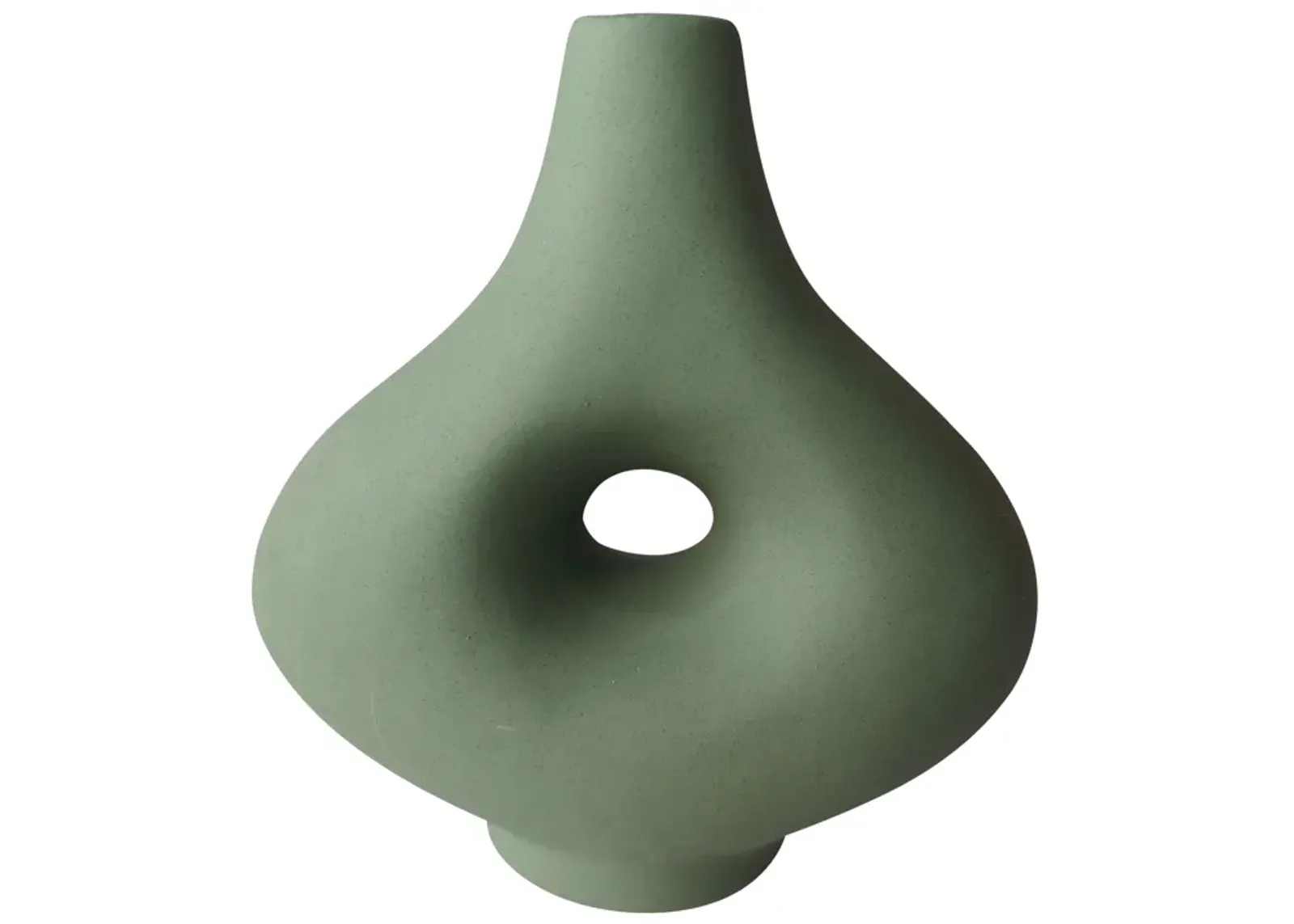 Cer, 7" Short Open Cut-out Nomad Vase, Dark Sage