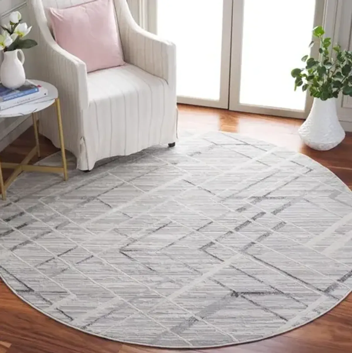 HANNA 102 Beige 6'-7' X 6'-7' Round Round Rug