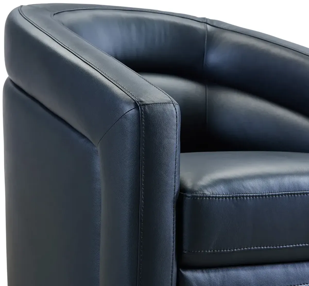 Desi Contemporary Swivel Accent Chair in Black Genuine Leather