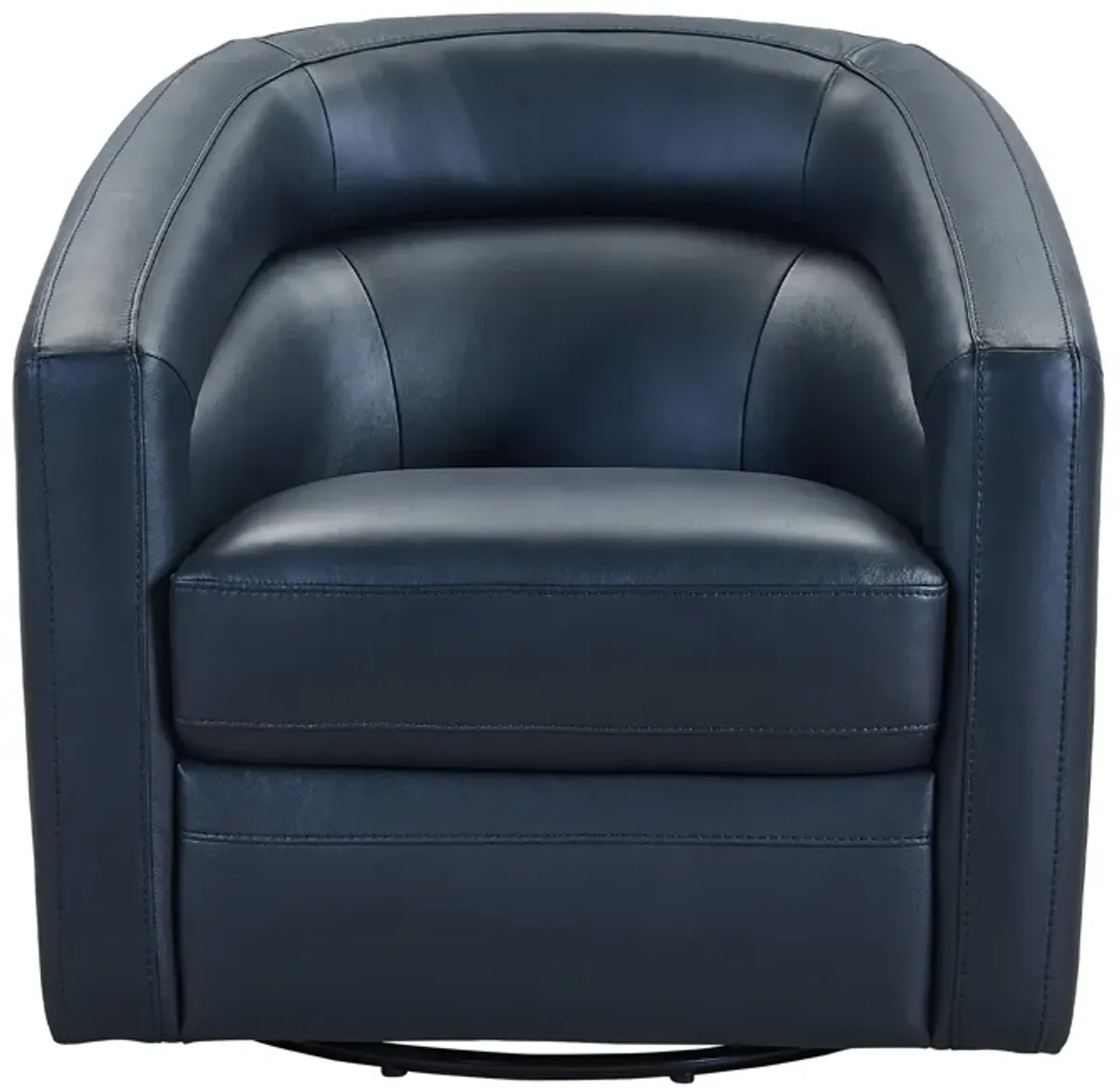 Desi Contemporary Swivel Accent Chair in Black Genuine Leather