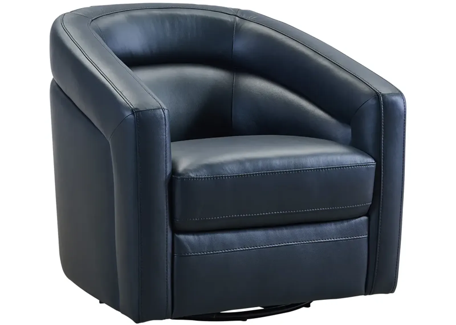 Desi Contemporary Swivel Accent Chair in Black Genuine Leather