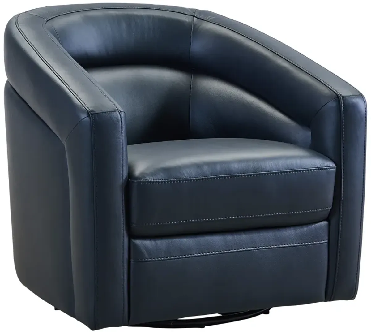 Desi Contemporary Swivel Accent Chair in Black Genuine Leather