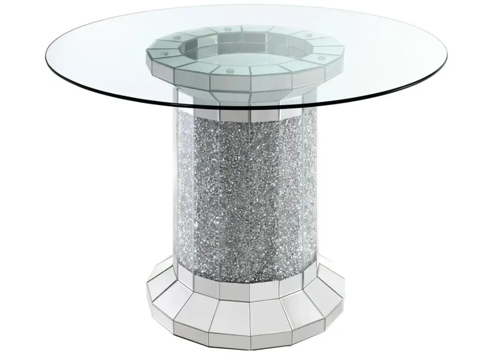 Ellie Pedestal Round Glass Top Counter Height Table Mirror