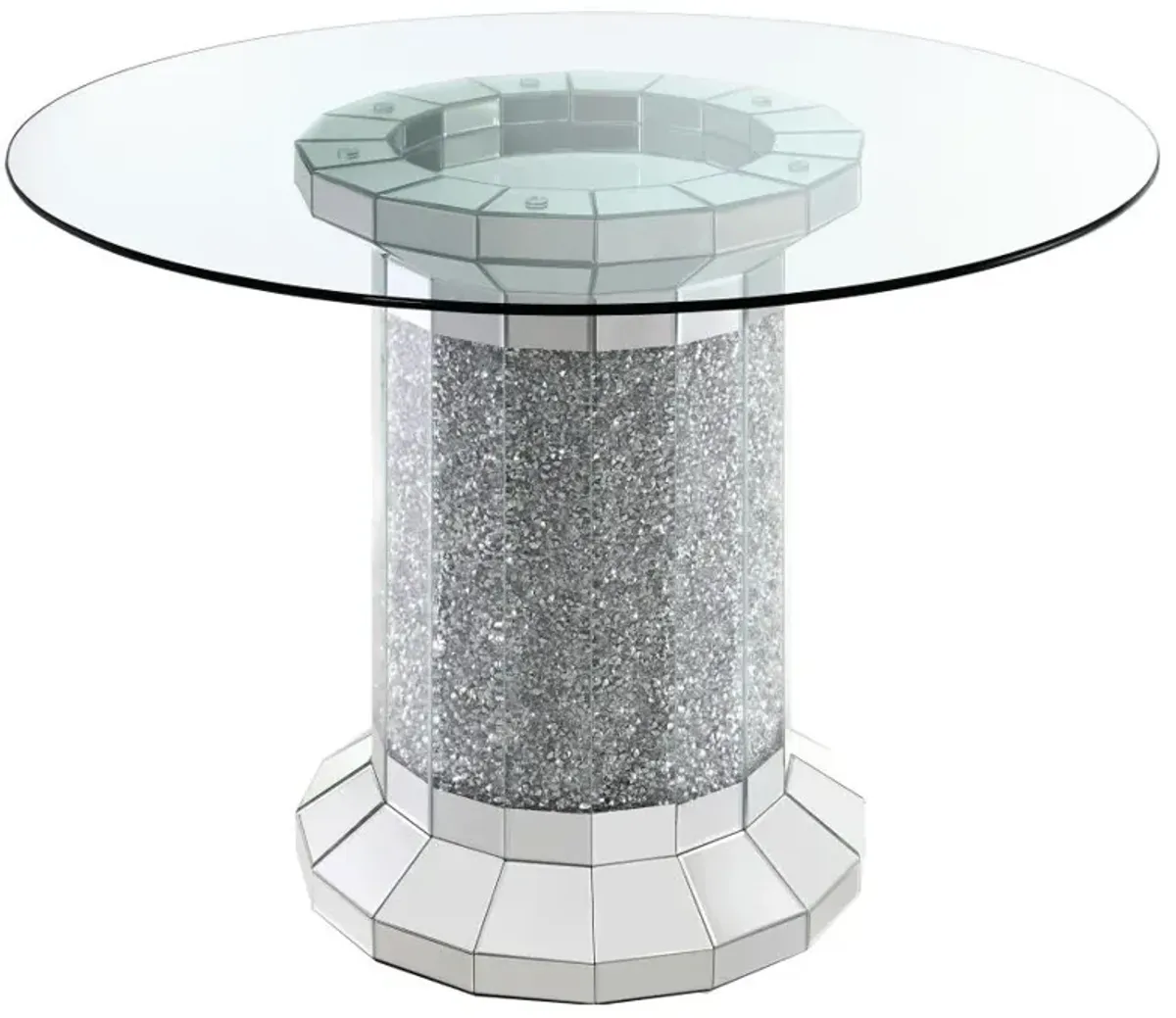 Ellie Pedestal Round Glass Top Counter Height Table Mirror