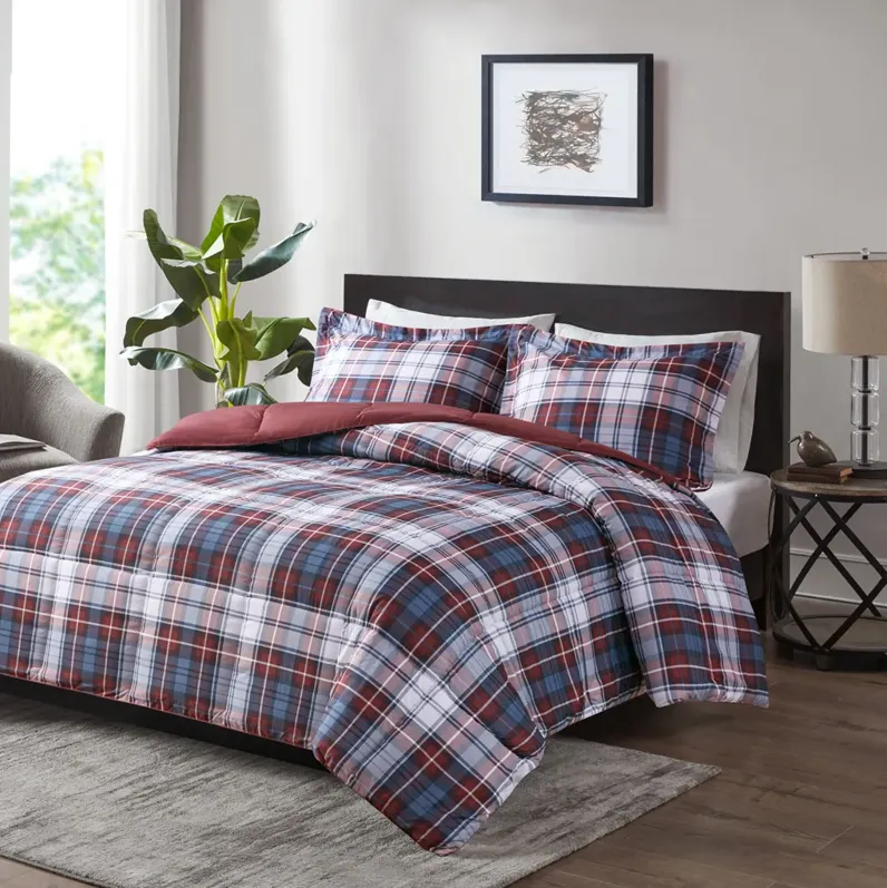 Madison Park Essentials Parkston Red 3M Scotchgard Down Alternative All Season Comforter Set